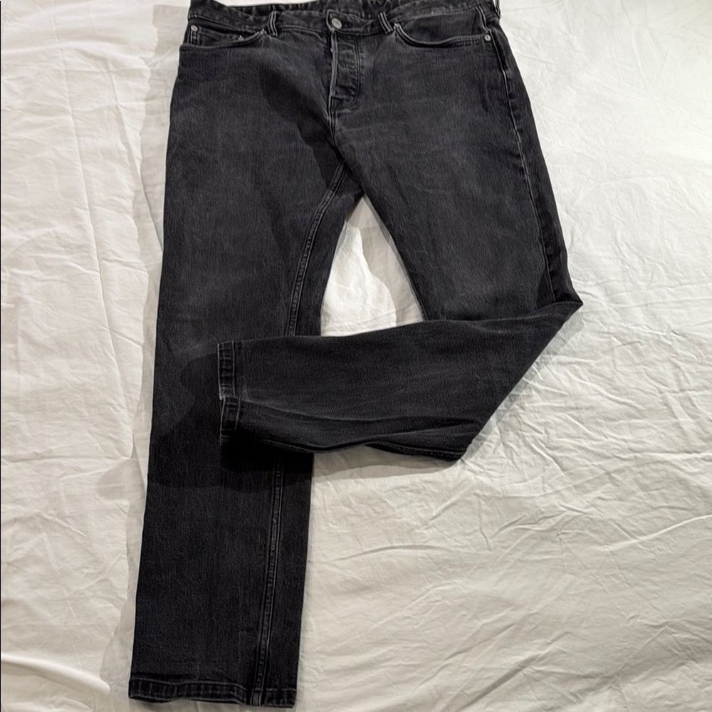 Buck Mason Ford Standard Men's Black Jeans, 36x34 hemmed to 31”, button fly